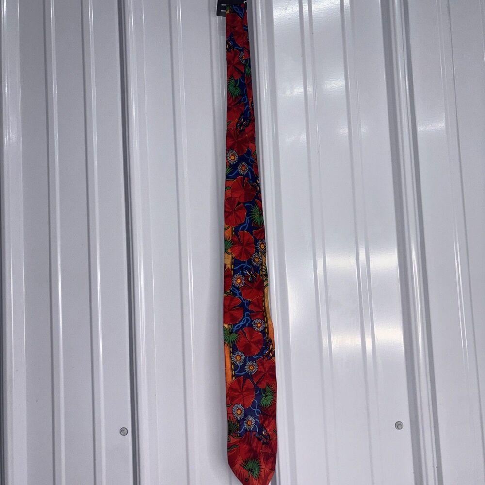 Vintage Rush Limbaugh No Boundries Silk Tie Lily Pad Red EUC